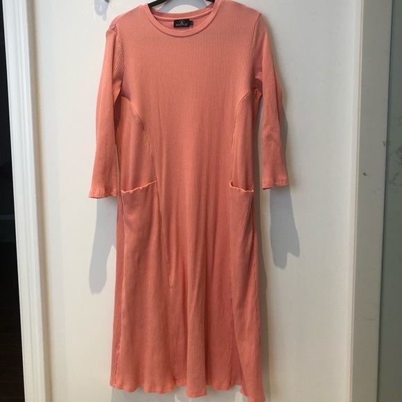 Coral Ribbed Nursing Dress - Picture 1 of 2